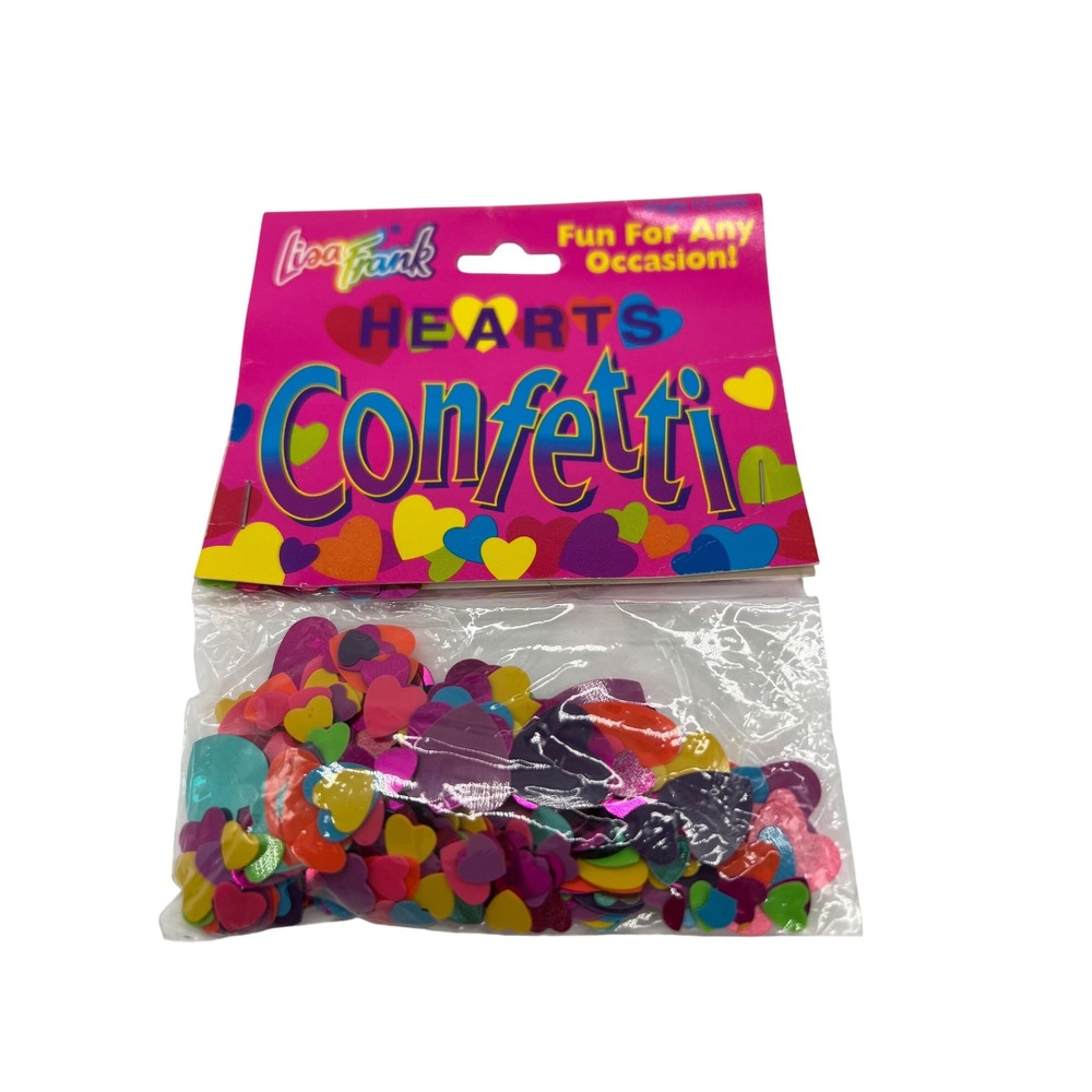 Lisa Frank Hearts Confetti Vintage 0.5 oz Multicolor Rainbow Heart Shape NEW 90s
